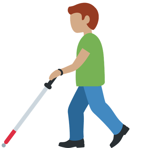Man With White Cane Medium Skin Tone