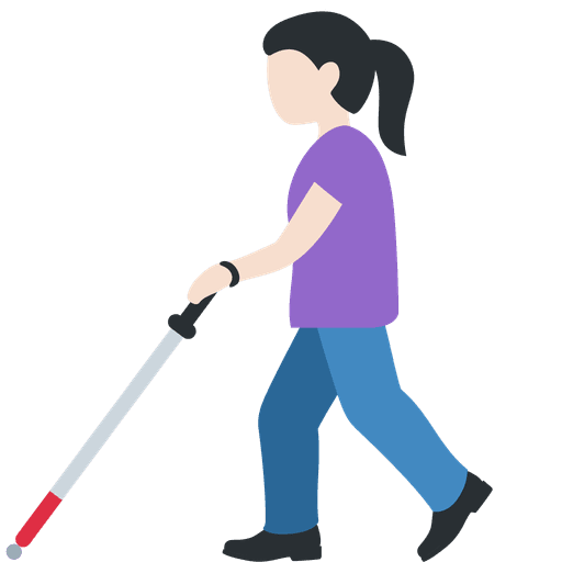 Woman With White Cane Light Skin Tone