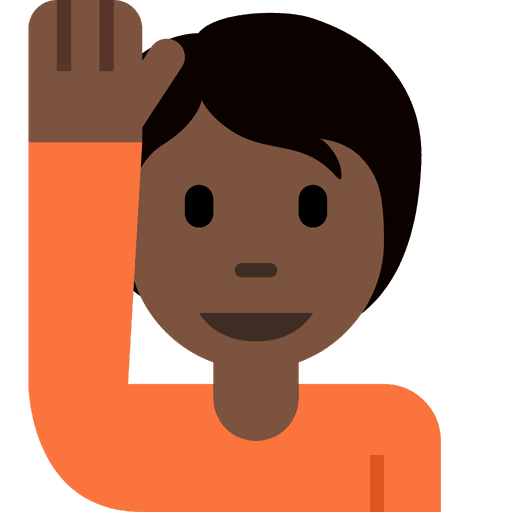 Person Raising Hand Dark Skin Tone