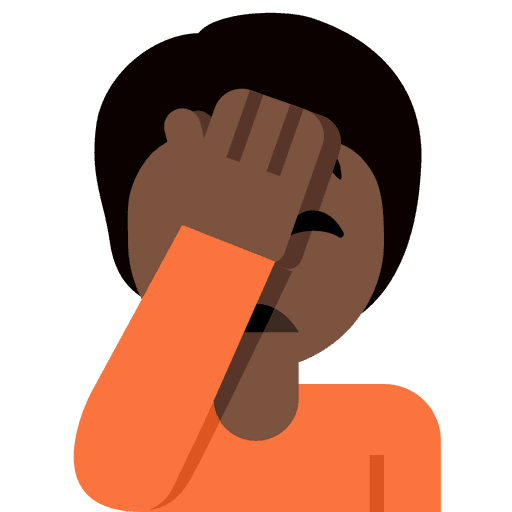 Person Facepalming Dark Skin Tone