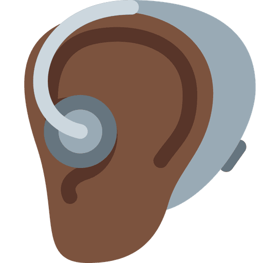 Ear With Hearing Aid Dark Skin Tone