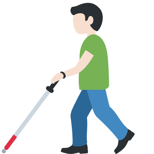 Man With White Cane Light Skin Tone