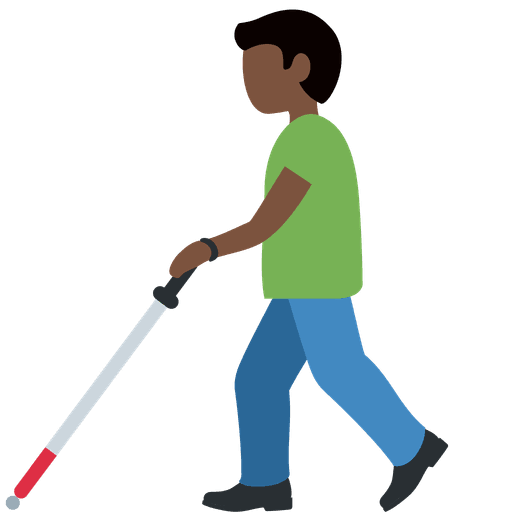 Man With White Cane Dark Skin Tone