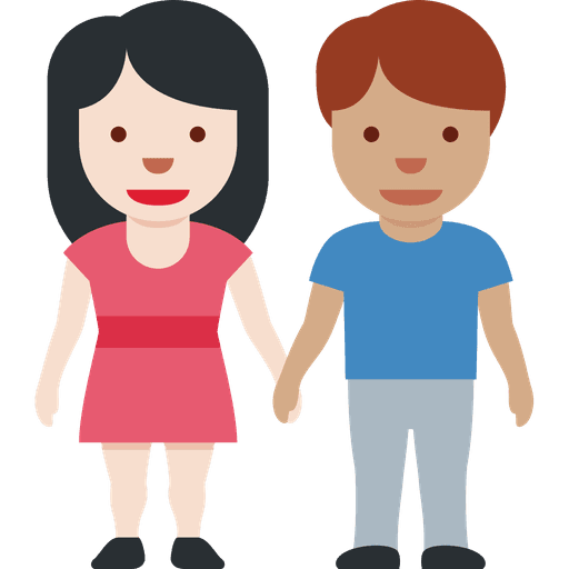 Woman And Man Holding Hands Light Skin Tone Medium Skin Tone