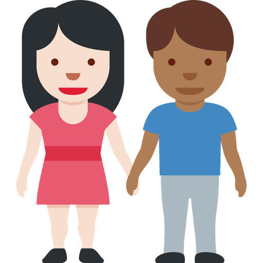Woman And Man Holding Hands Light Skin Tone Medium Dark Skin Tone