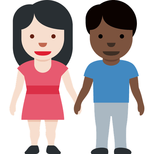 Woman And Man Holding Hands Light Skin Tone Dark Skin Tone