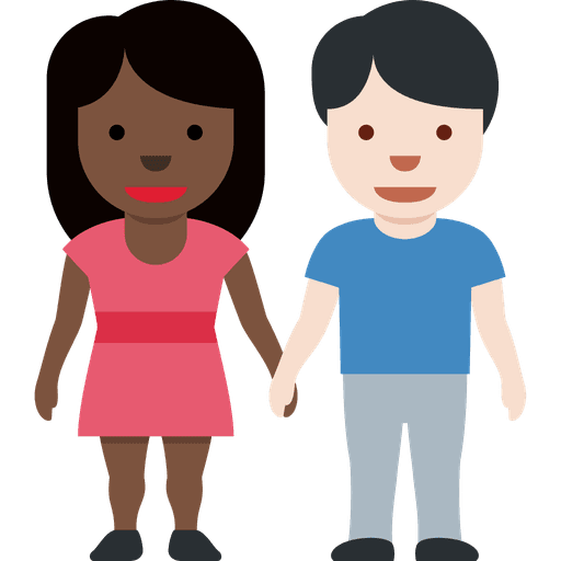 Woman And Man Holding Hands Dark Skin Tone Light Skin Tone